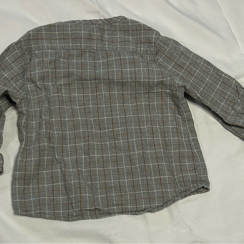 Zara Kids‎ Gray and Brown Plaid Button Down Shirt - Picture 2 of 3
